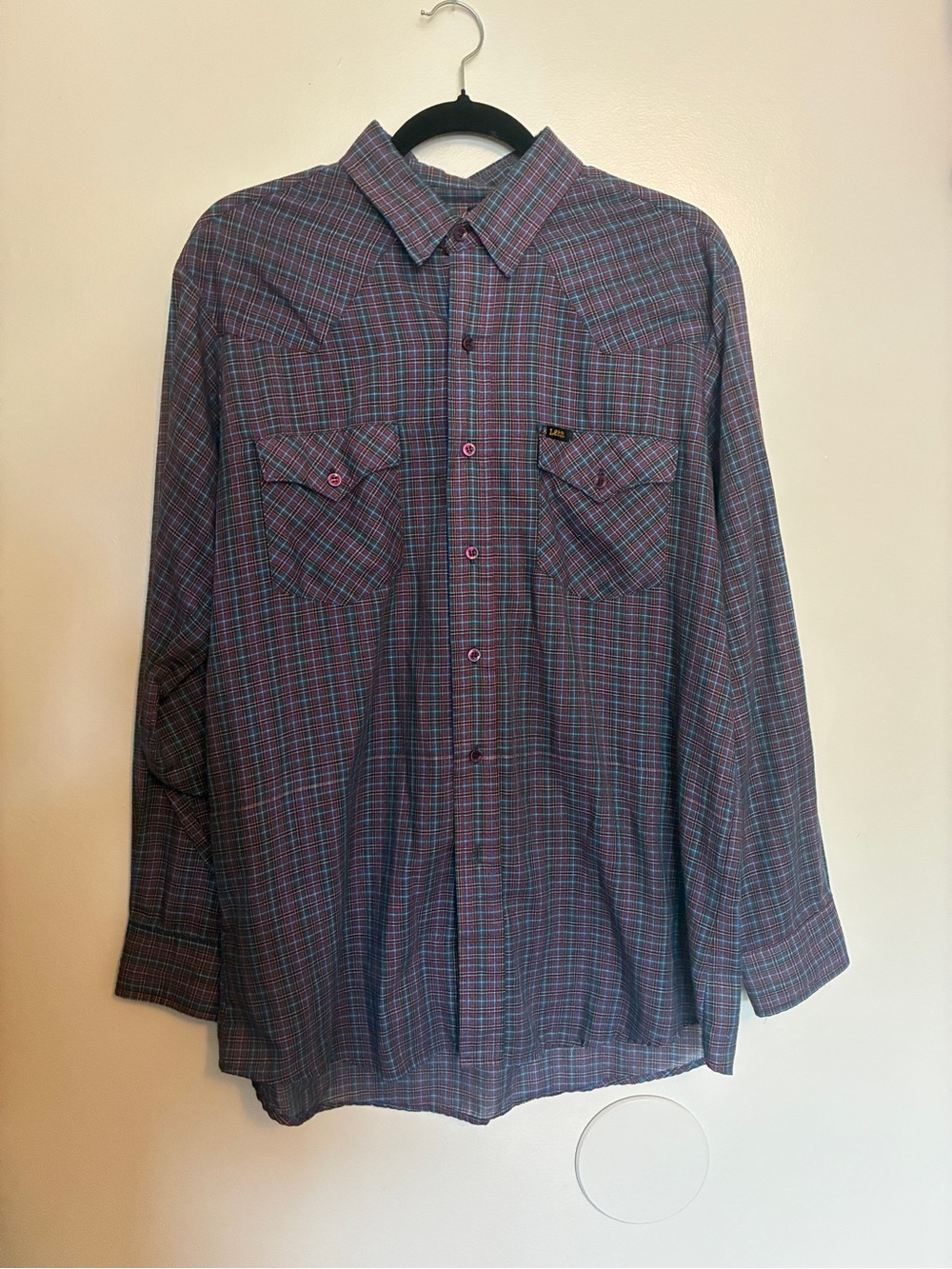 Vintage Lee Men's Plaid Button-Up Shirt